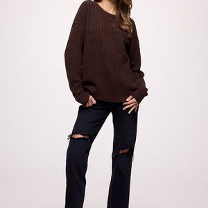 Nuuds Cable Crewneck Sweater - Heather Espresso